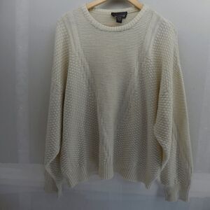 VTG Expressions Cable Knit 3D Geometric Wool Blend Y2K Sweater Mens Large Italy